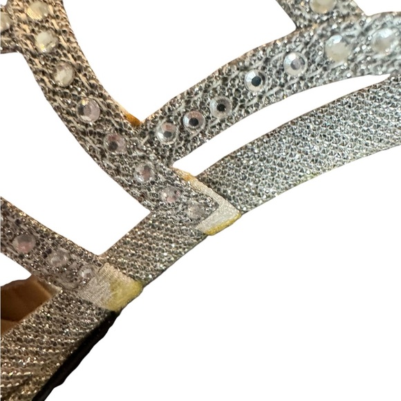 Caparros Silver Glitter Rhinestone Heels Size 7B – Strappy Evening Stilettos - Picture 10 of 11